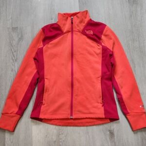 The North Face Flashdry Fleece Zip Up Jacket Women Medium Orange Red Blockcolor